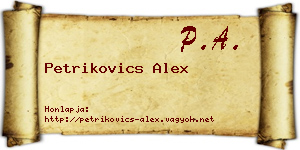 Petrikovics Alex névjegykártya